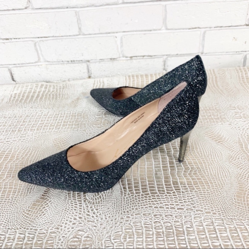 Lola Cruz Women’s Gunmetal Black Sparkle Heels